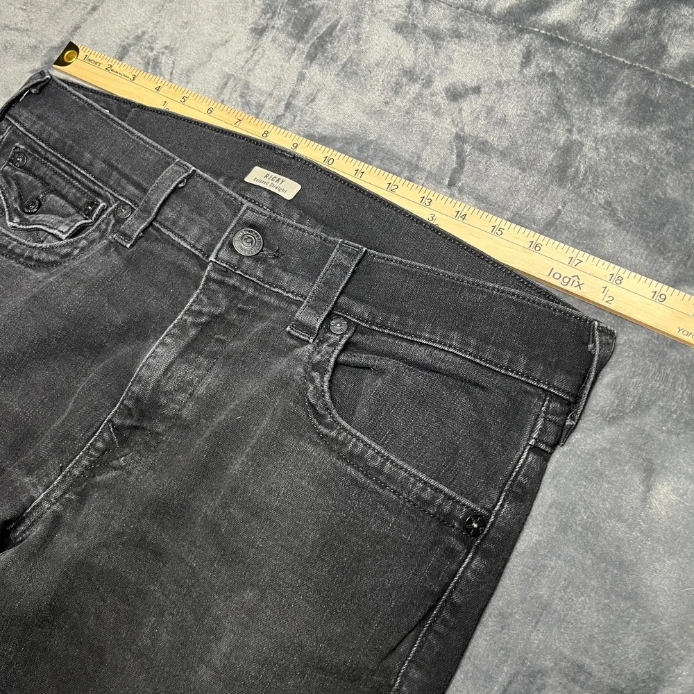 True Religion Ricky Jeans Men's (Fits 37x33) Black Relaxed Straight Denim Read